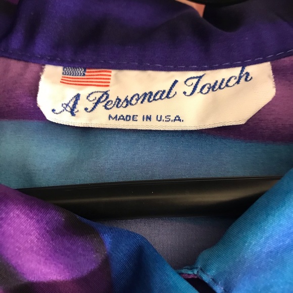 A PERSONAL TOUCH SHORT SLEEVE PURPLE BLUE STRIPE BLOUSE TOP SIZE 4X- 5X - Picture 7 of 7